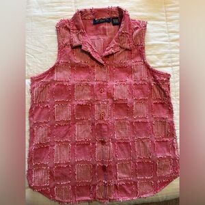 Vintage Shaver Lake Red Checkered Sleeveless Blouse